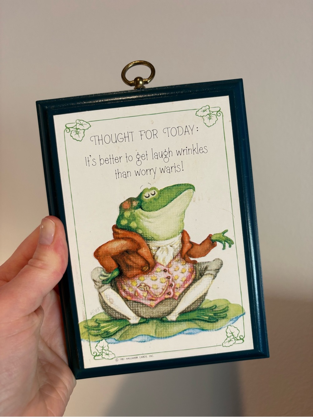 Vintage 1981 Hallmark Frog Plaque Thought For The Day 4.5 x 6.25"